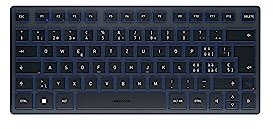 CHERRY KW 7100 MINI BT, Kompakte Multi-Device-Tastatur mit 3 Bluetooth-Kanälen, Schweizer Layout (QWERTZ), Flaches Design, inkl. Transporttasche, Slate Blue