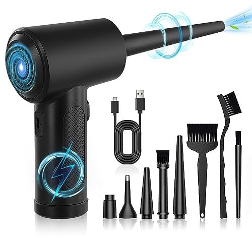 Electric Compressed Air Duster Cleaner, Handy Air Blower PC Cleaner with LED Light, Rechargeable 3-Gear Speeds Cordless Air Duster Compressed Air Cleaner for PC Laptop Keyboard Home Cleaning