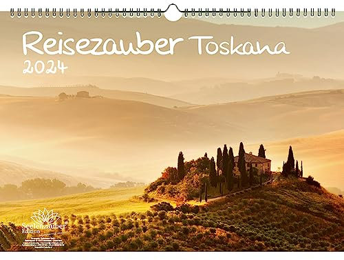 Reisezauber Toskana DIN A3 Kalender für 2024 Urlaub Mediterran Italien - Geschenkset Inhalt: 1x Kalender, 1x Weihnachts- und 1x Grußkarte (insgesamt 3 Teile)