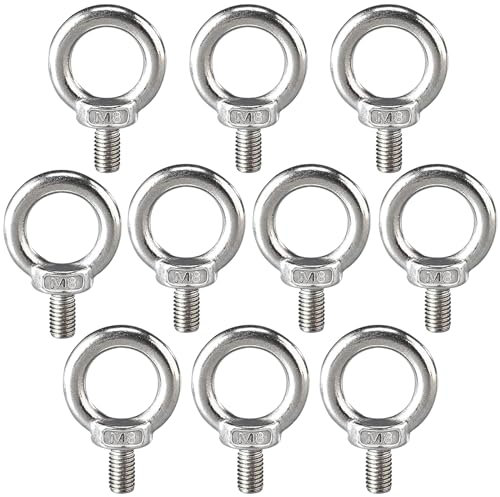 GEARMAX 10 Piezas Cáncamo de Acero Inoxidable, Cáncamo M8, Tornillos de Anillo, Perno de Ojo de Anillo, Rosca de Elevación, para Uso Industrial o Doméstico