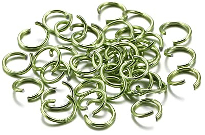 300 Stück Metall Biegeringe,Farbiger Aluminiumring Spaltringe Offener Ring,Ösen zum Basteln,Verbindungsstück für Schmuck,für DIY Basteln Schmuckherstellung Halsketten Armbändern,Gras-Grün,1x8mm
