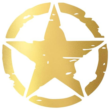 Finest Folia 2er Set Autoaufkleber Army Stern Sticker Folie für Auto Motorrad Anhänger Aufkleber US Star Motiv 3 selbstklebend wetterfest Kfz Zubehör (Gold, 20cm K169)