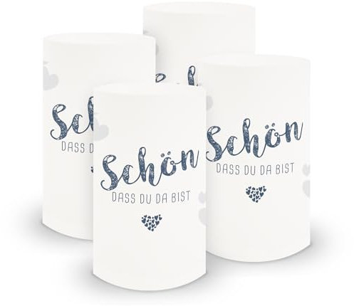 itenga 6X Windlicht Tischlicht aus Folie I Schön DASS du da bist I ca 6cm Durchmesser 10cm hoch I ideal als Tischdeko für Jede Feierlichkeit I für Teelichter oder LED-Kerzen (dunkelblau)