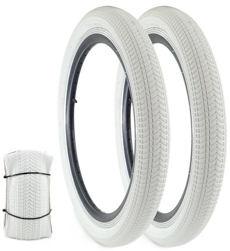 WEEROCK Lot de 2 pneus de vélo de 50,8 cm x 5,8 cm avec Chambre à air, Pneu de vélo pour BMX, VTT, vélo Enfant, Tricycle, vélo Crusier (Blanc/2 pneus externes)
