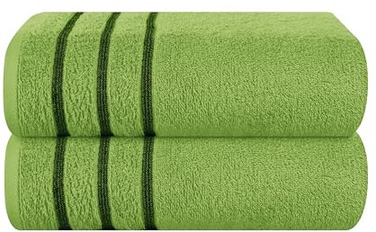 MyOwn Baumwolle 2er-Pack Oversized Badetuch-Set 70 x 140 cm, große Badetücher, Ultra saugfähig, kompaktes und leichtes Handtuch — Kiwi Grün