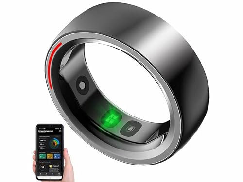Newgen Medicals Fitness-Tracker Damen: Fitness- & Schlaftracker-Ring mit Herzfrequenz- & SpO2-Anzeige, Gr. 65 (Fitness und Schlaftracker Ringe mit SOS Funktion und Touch Steuerung, Smart Ring)