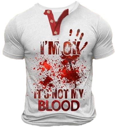 Goowafur Halloween-Splatter-Blut-T-Shirt | Kurzärmliges Horror- -Digitaldruck-Halloween-T-Shirt - Männer und Frauen Street Fashion Casual Sweatshirt für Sport, Halloween-Partys