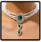 Carufin Retro Perlenkette Armbänder Braut Hochzeit Halskette Armbänder Kristall Halskette Brautschmuck Zubehör für Frauen Mädchen (Grüne Halskette)