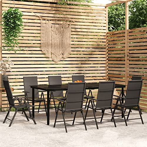 Bulliing 9-TLG. Garten-Essgruppe StüHle Tisch Set GartenmöBel Set Garten Tische FüR DraußEn Sitzgruppe Outdoor Schwarz 3099106