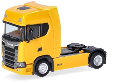 Herpa LKW Modell Scania CS 20 HD Zugmaschine, ginstergelb, Miniatur im Maßstab 1:87, Sammlerstück, Made in Germany, Kunststoff, Normal