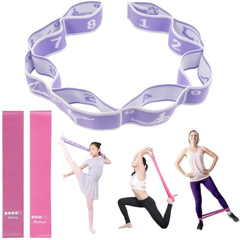 Hochelastischer Yoga Stretching Strap, Yoga Stretch 8 Schleifen Gurt, Erweitern Dehnung Gymnastikband, Elastisch Resistance Bands, Fitness Stretch-Hilfsgurt für Körperformung Schöner Rücken