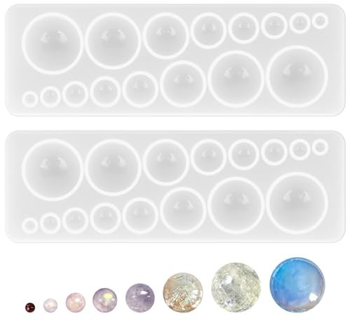 JJUNW 2 Stück Cabochon Silikon Formen Set, Runde Harz Edelstein Silikonformen Cabochon Formen für DIY Anhänger Halskette Ohrringe Schmuckbasteleien Zubehör DIY Basteln