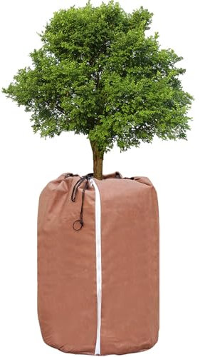 Sac Antigel pour Plantes en Pot 50 x 80 cm, Protection Hivernale pour Plantes en Pot, avec Fermeture Éclair et Cordon de Serrage, Facile à Installer, Conserve la Chaleur, Protection Contre Le Gel