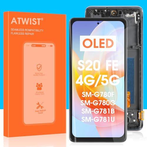 OLED Écran pour Samsung Galaxy S20 FE 4G/5G - pour Samsung Galaxy S20 FE 4G LCD Numériseur pour Galaxy S20 FE 5G LCD Écran Tactile Digitizer Verre Assemblé SM-G781B SM-G781U (Noir avec Cadre)