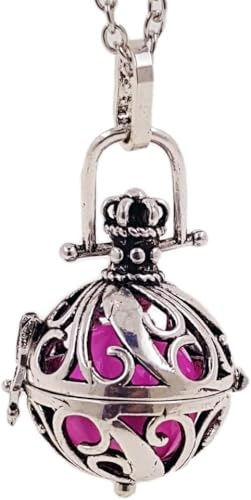 OUTLETISSIMO® ET89 Halskette mit Anhänger, Engelsrufer, Klangkugel, Fuchsia, 2,6 cm, Kette ET89