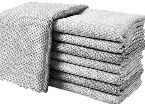 HanYun 12 Pcs Magic Glass Cleaning Cloth, Microfibre Cleaning Cloths Multifunctional Reusable Cleaning Cloths Dish Cloths Super Absorbent for House Kitchen Car Windows Wine Glass 30x40cm