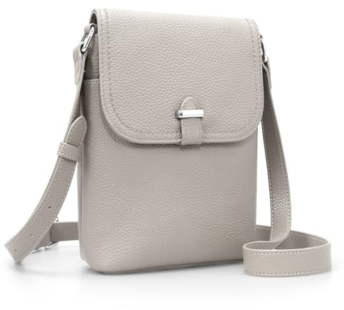 befen Echtleder Handytasche zum Umhängen Damen RFID-Blockierung Handy Umhängetasche Damen Klein Leder Handtasche mit Geldbörse zum Umhängen, Crossbody Bag mit Verstellbar Schultergurt, Grau