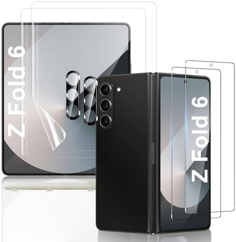 JEHOO pour Samsung Galaxy Z Fold 6 Protection Ecran, [2+2+2 Pièces] TPU Souple+ Verre Trempé+ Protection Objectif Caméra, Protection Galaxy Z Fold 6 avec Outil d'Alignement Sans Bulles Anti-Rayures