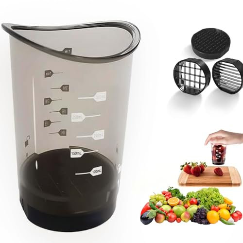 Fruit Slicer Cup,Cup Slicers for Fruits and Vegetables - Strawberry, Banana, Egg, Grape Slicer with Removable Blade & Push Plate,Kitchen Gadget,Easy to Clean