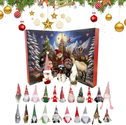 Weihnachtswichtel Adventskalender 2025 – 24 Tage Countdown mit niedlichen Wichtelfiguren, wiederverwendbarer Xmas-Kalender for Kinder & Erwachsene, Geschenk- und Wohnraumdeko for Büro und Zuhause