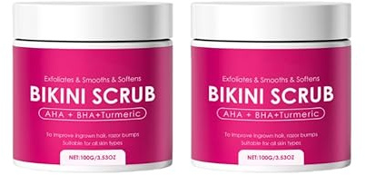 BIKINI SCRUB Kurkuma-Peeling – Lösung gegen eingewachsene Haare und Rasierpickel | Körperpeeling vor und nach der Haarentfernung, glättet und beruhigt die Bikinizone für Frauen und Männer (2PCS, 100g)