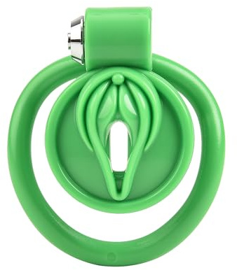 Male Chastity Cage – Lockable Cock Cage with 5 Rings for Penis Exercise and Tease, Breathable Resin Material, Adjustable Fit for Men (Green, 01)