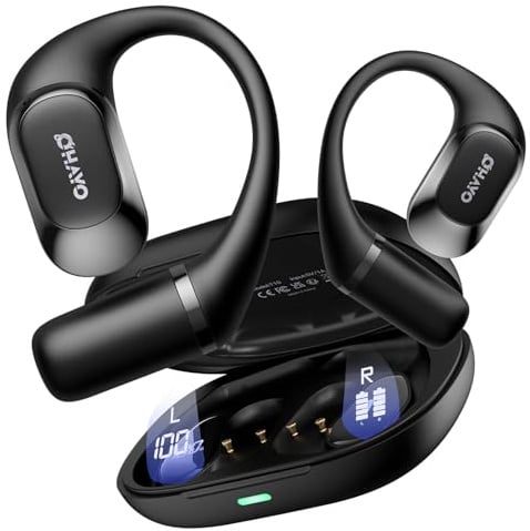 OHAYO Open Ear Kopfhörer Komfortabel, Bluetooth Kopfhörer Sport, 40h Wiedergabe, Fester Halt, Starker Bass, Kopfhörer Kabellos mit ENC Noise Cancelling Mic, Digital Display, IPX6 Wasserdicht