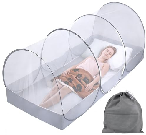 BigKing Zanzariera da Viaggio per Letto, Zanzariera Pop Up – Leggera, Pieghevole Zanzariera per Zanzare per Campeggio, Viaggi e Casa – Protezione a 360° con Cerniera, Montaggio Semplice e Traspirante