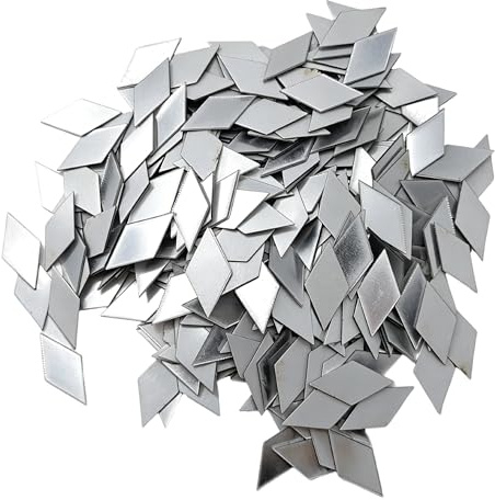 300 Pcs Diamond Shape Small Mirrors for Crafts, 2.5cm Mini Mirror Tiles Plastic Mosaic Mirror Pieces for DIY Crafts Wall Art Home Decoration