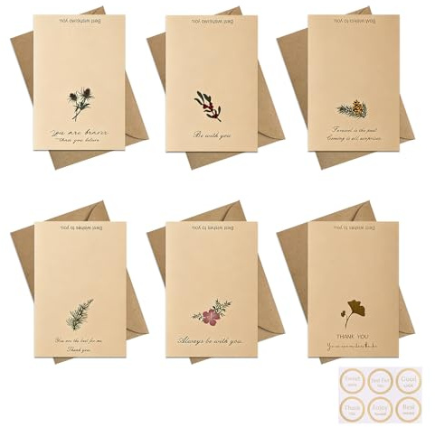 ZWWOGE Tarjetas de Condolencias 12 Unidades con Sobre, Pegatina de Sello, Regalo de Condolencias & Flores, 11,5X17Cm, Tarjeta para Escribir Mensajes