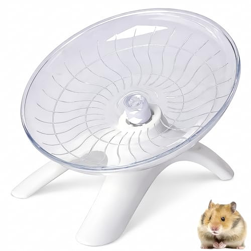 GZYCKJ Silent Hamster Wheel, Flying Saucer Exercise Disk for Hamsters and Gerbils, Mute Running Spinner with Hiding Space