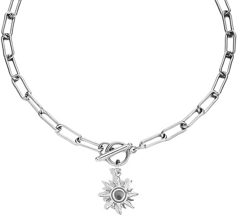 Feng Shui， Knebelhalsketten aus 925er Sterlingsilber mit Punk-Anhänger für Damen, Unisex-Halskette mit Dicker Knebelkette – Vintage-Herz-Knebelanhänger-Halsband, Knebelverschluss mit OT-Schnalle für