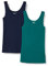 Amazon Essentials Women's Slim-Fit Vest, Pack of 2, Dark Green/Navy, L