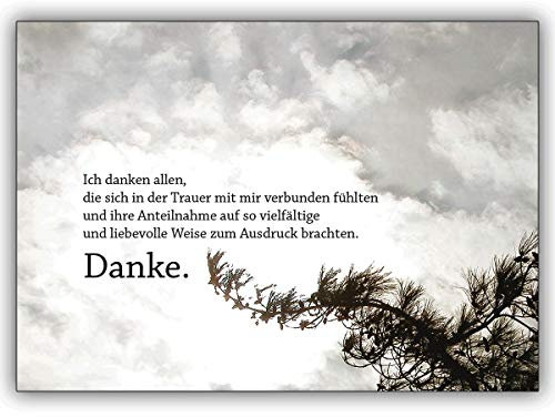 16er Set: Trauer Dankeskarte mit Himmel: Ich danke allen, die sich in der Trauer. • Premium Danksagung mit Umschlag nach Trauer, Tod, Beerdigung, Sterbefall, Begräbnis