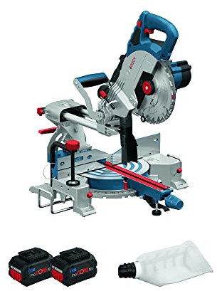 Bosch Professional Scie à onglets radiale sans-fil BITURBO GCM 18V-216 (2 batteries ProCORE18V 8.0Ah, chargeur GAL 1880 CV, lame, boîte carton)