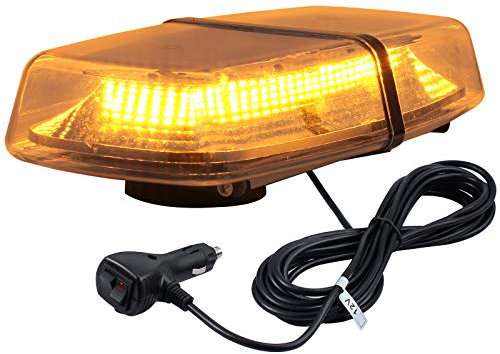 PROZOR 72LED Notfall Warnblitzlicht mit E-Mark, 18W 12V/24V Rundumleuchte IP67 Wasserdicht 8 Blitzmodi, Notblitzlicht, Doppelschalter und 5m Zigarettenanzünder Kabel Bernstein Magnetisch Warnleuchte