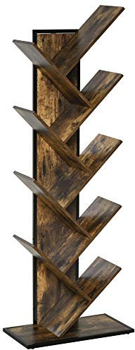 HOMCOM Libreria ad Albero in Legno, Scaffale Salvaspazio a Colonna con 10 Ripiani in Stile Industriale, 50x28x142cm
