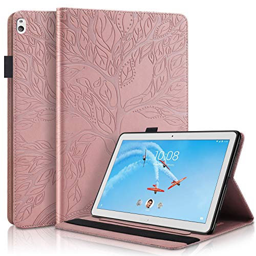 Succtopy Custodia per Lenovo Tab M10 HD 10.1 2018(TB-X505L /TB-X505F /TB-X605L /TB-X605F), PU Cover Tablet M10 Protettiva Slim Smart Protettiva Case Lenovo Tab P10(X705L/X702F),Rosa