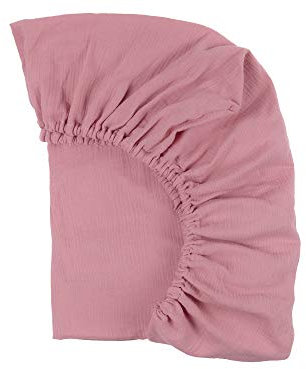 KraftKids Spannbettlaken Musselin Musselin rosa aus 100% Baumwolle in Größe 140 x 70 cm, handgearbeitete Matratzenbezug gefertigt in der EU