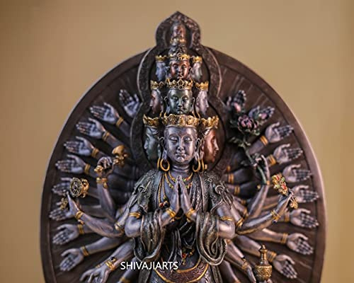 SHIVAJI ARTS Avalokiteshvara-Statue, Chenrezig-Statue, Bodhisattva, Chenrezik-Statue, 31 cm, tibetisch-buddhistischer Gott, Kanzeon, Jana BAHA Dyah, Karunamaya