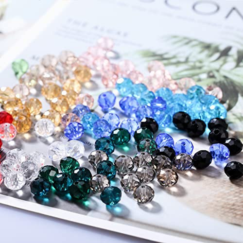 DAHI Glasperlen ca. 600pcs 8mm Kristall Facettierte Glasperlen Rondelle Kügelchen für Charms Schmuckarbeiten Armbänder Halsketten (ca 15farben/8mm)