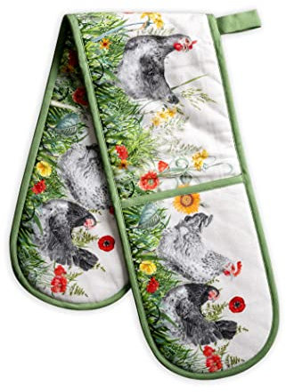 Maison d' Hermine Double Oven Mitts 100% Cotton 18 cm x 89 cm Double Oven Mitt Heat Resistant BBQ Cooking Gloves with Loop, Baking, Grilling, Home, Kitchen, Handling Hot Pans (Basse Cour)