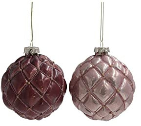 Glaskugel Metallic - 2 sortimente - rosé/lila - 10 cm