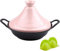 Casseroles avec couvercles tajine de Cuisine Marocaine, tajine en Fonte émaillée avec Gants en Silicone (Rose)
