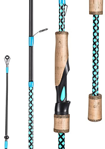 Sougayilang Angelruten, Graphit-Spinnruten, leicht, 2 Stück, Korkgriff, Wurfruten, 1,8 m, blaue Spinnrute