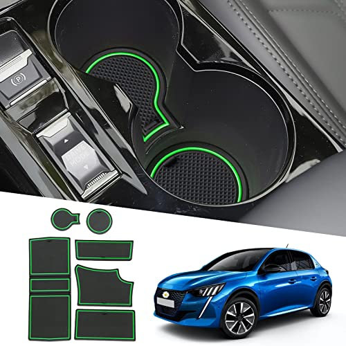 Ruiya Compatible with Peugeot 208 e-208/Peugeot 2008 e-2008 Restyling 2020-2024 2025 Rubber Center Console Mat, Cup Holder Mat Armrest Door Seam Non-Slip Mat