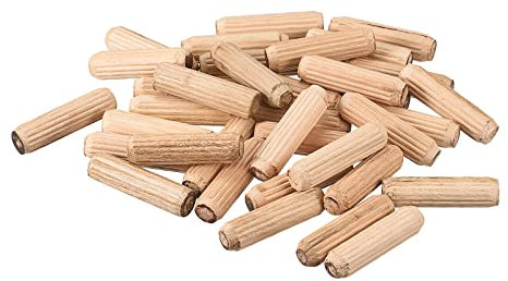 sourcing map Holz Taube Pins 36stk. 8x30mm (5/16x1-1/4) Geriffelt Abgeschrägt Enden Holz Taube Pegs Ofen Getrocknet Hartholz für Holzbearbeitung Möbel Regal