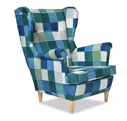 Family Meble Sessel, Modell Print, Skandinavisch, Relaxsessel aus Webstoff, Loungesessel, Ohrensessel, Fernsehsessel, Bequemer Sessel, Für Wohnzimmer, Esszimmer, Schlafzimmer, Büro, M 129