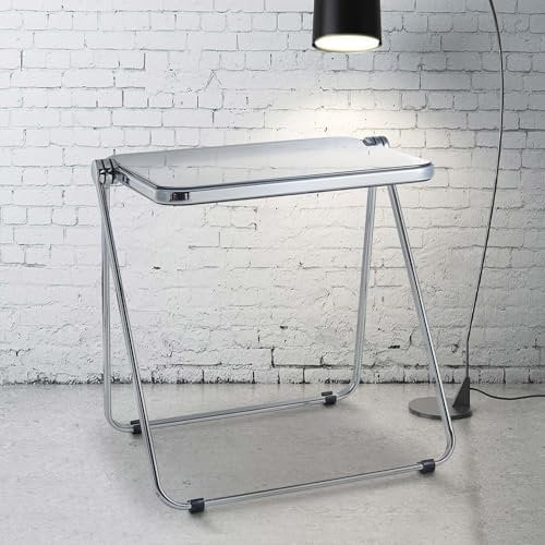 KAIHAOWIN Klapptisch, transparentes Acryl, zusammenklappbar, Keine Montage erforderlich, winziger Schreibtisch für Zuhause, Büro, Beistelltisch, Kleiner Computertisch für kleine Räume