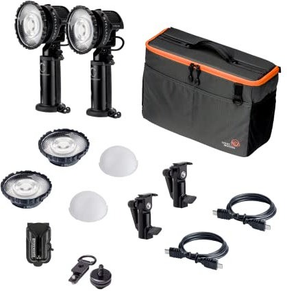 StellaPro Reflex S – LED Dauerlicht und Stroboskop-Blitzlicht für Fotografie, 2 Lichter-Set